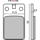 Tárcsafék betét, szerves, 52x31.5x5.5 mm, Malaguti Crosser, F12 Phantom, Fifty; Keeway Speed