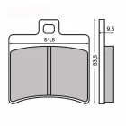 Tárcsafék betét, hátsó, szerves, 53.5x51.5x9 mm, Aprilia, Betamotor, Keeway, Derbi, Malaguti
