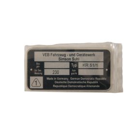 Típustábla, Simson KR51/1