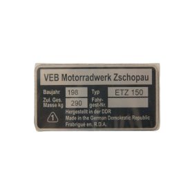 Típustábla /etz150/