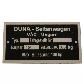 Típustábla oldalkocsi /exp/