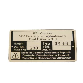 Típustábla típustábla, Sr4-4, Simson SR4-4