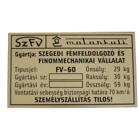 Típustábla /motorkuli/