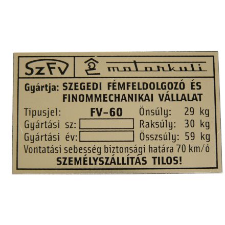 Típustábla /motorkuli/