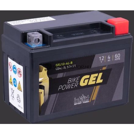 Intact 12V 4 Ah GEL motorkerékpár akkumulátor (YB4L-B, 50411), jobb+