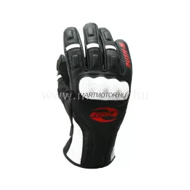 Motoros bőrkesztyű, Marcus, fekete/fehér/piros