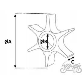   Vízpumpa-járókerék Yamaha 6–8 LE külmotorhoz, 6G1-44352-00