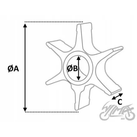 Vízpumpa-járókerék Yamaha 20–25 LE külmotorhoz, 6L2-44352-00