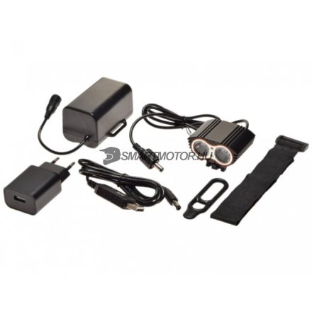 Első lámpa, LED dupla lencse, USB C + 220V töltés, Powerbank, külső akku, kerékpár bicikli